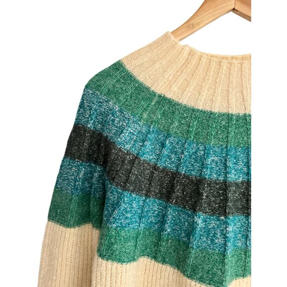 Greylin Megan Green Blue Fair Isle Striped Sweater Small Ombré Slouchy Sweater - Picture 5 of 9